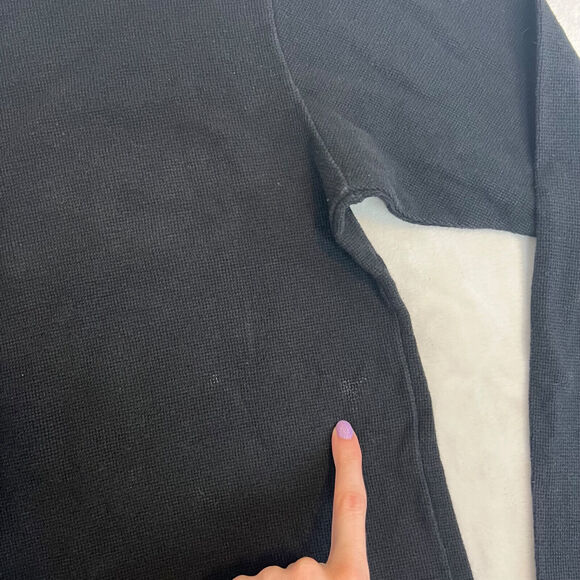 Y2K Southpole Shirt Womens Medium Black Fitted Thermal Waffle Knit Grunge Skater - Picture 9 of 11